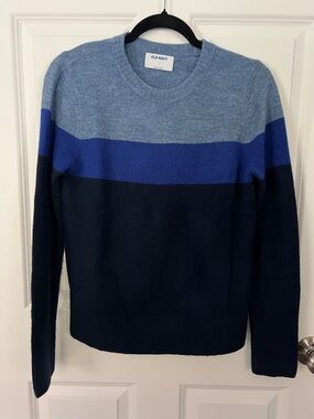 Old Navy Colorblock Crewneck Sweater in Light Blue, Royal Blue & Navy